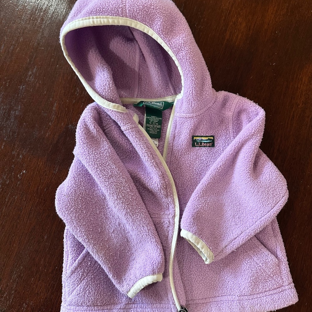 GUC LL Bean fleece purple pink toddler girls 6-12m